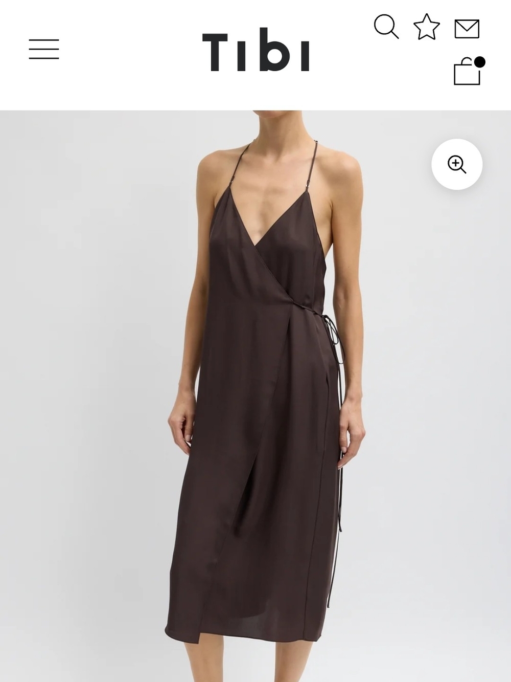 Tibi Sleeveless Midi Brown Wrap Dress